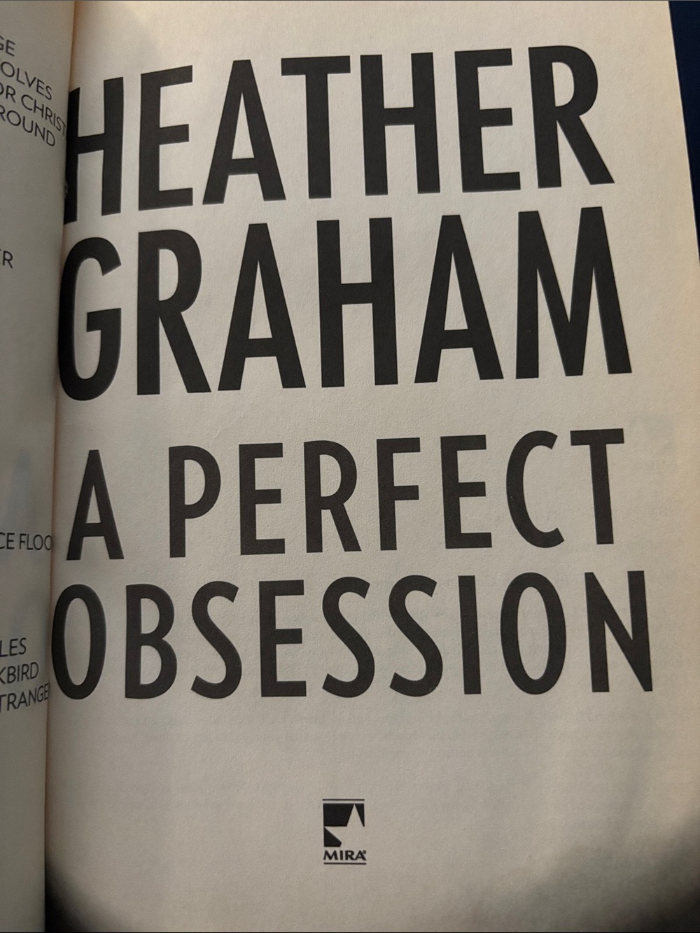 Heather Graham "A Perfect Obsession" pls note no dust cover